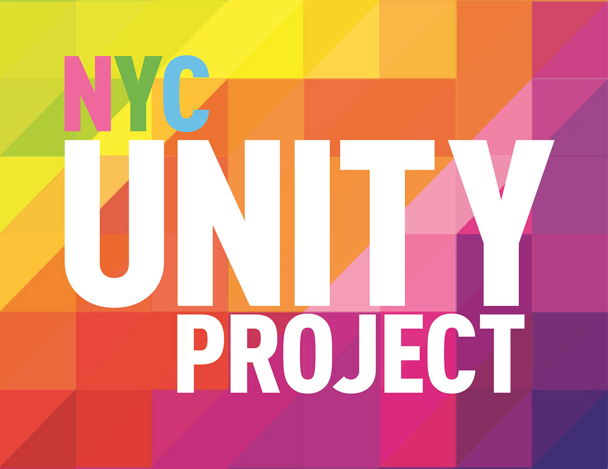 NYC Unity Project Logo with bright geometric pattern and text